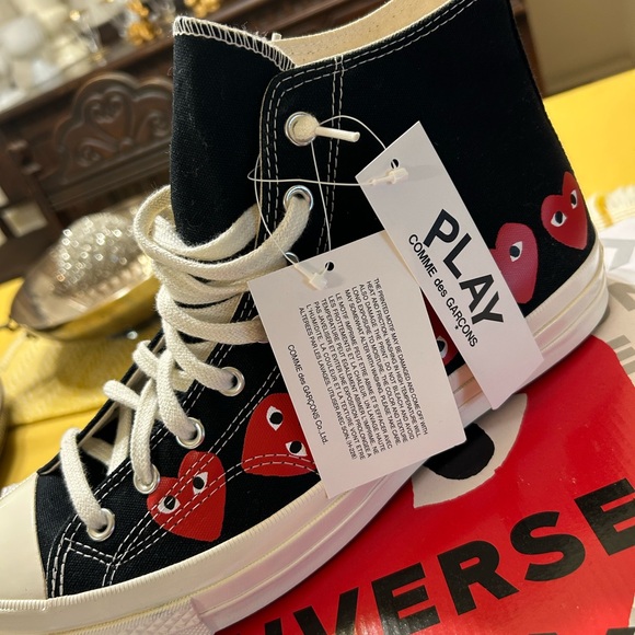 Converse x Comme des Garçons PLAY Black High-Top Sneakers - Picture 1 of 10